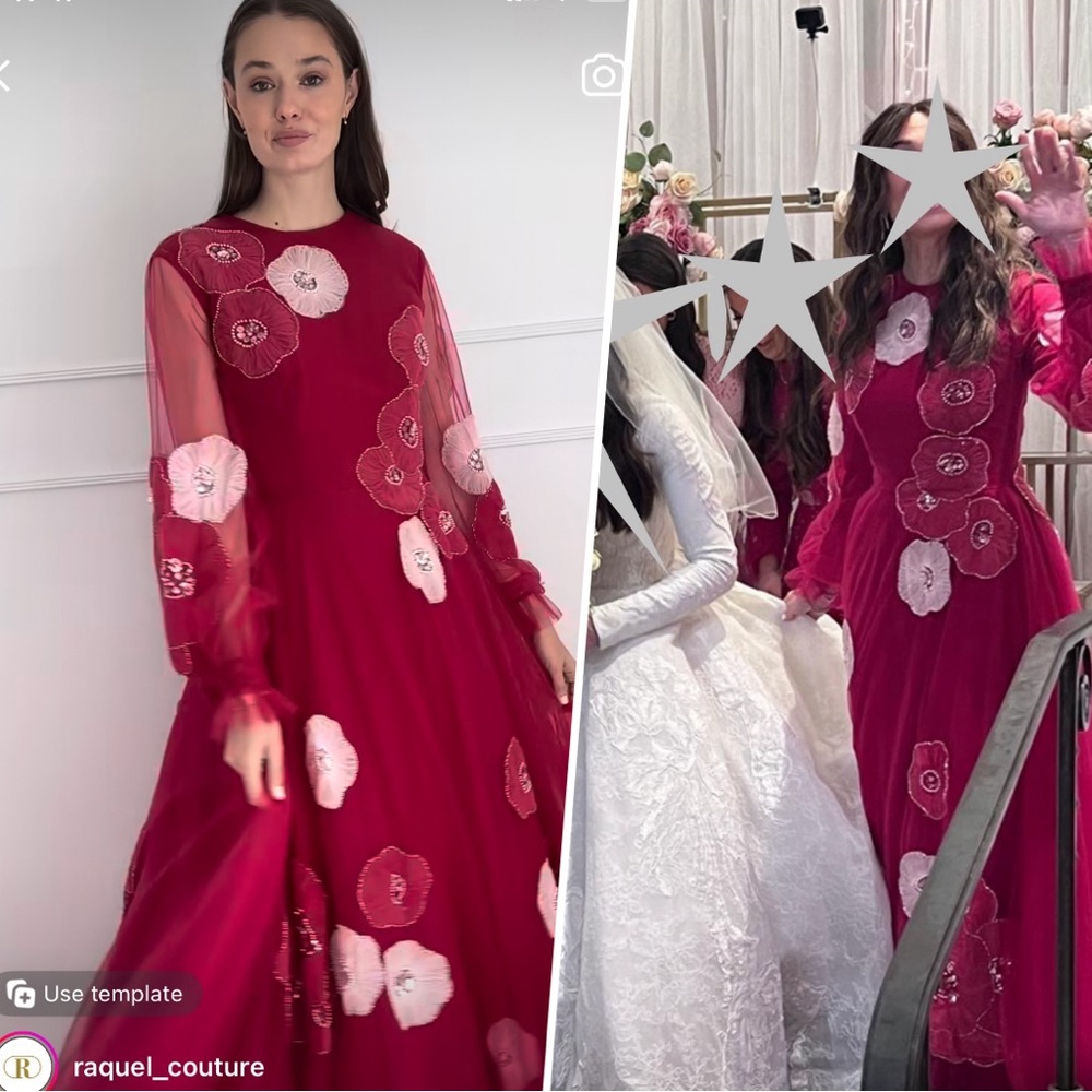 Raquel Couture hot pink gown.